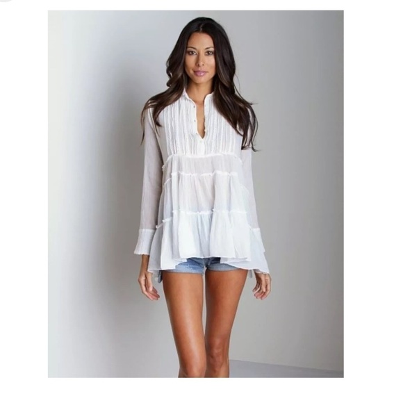 Free People Tuxedo Tunic Off-white Size Small - Picture 3 of 8